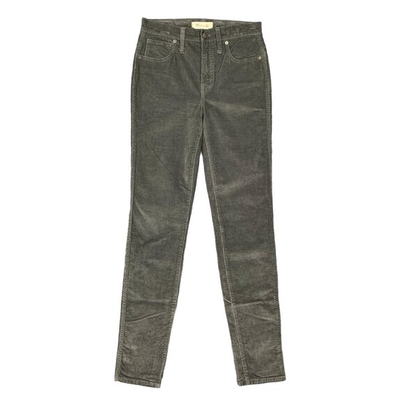 Madewell Jeans Womens 25T Tall Gray Corduroy High Rise Skinny Stretch 5 Pockets - Picture 1 of 15